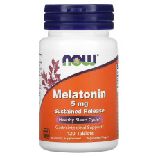Мелатонін, Melatonin, Now Foods, 5 мг, 120 таблеток