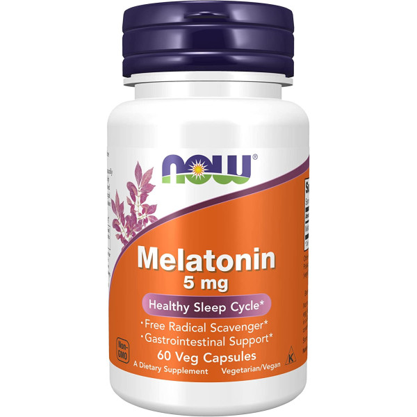 Мелатонін, Melatonin, Now Foods, 5 мг, 60 вегетаріанських капсул