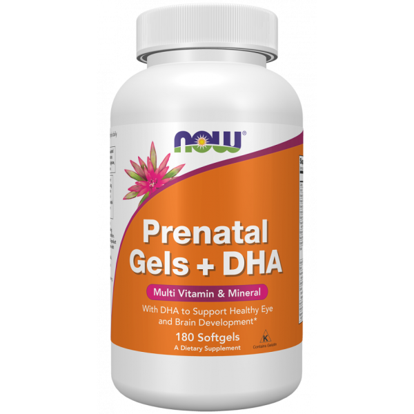 Вітаміни для вагітних з риб'ячим жиром, Prenatal Gels + DHA, Now Foods, 180 капсул