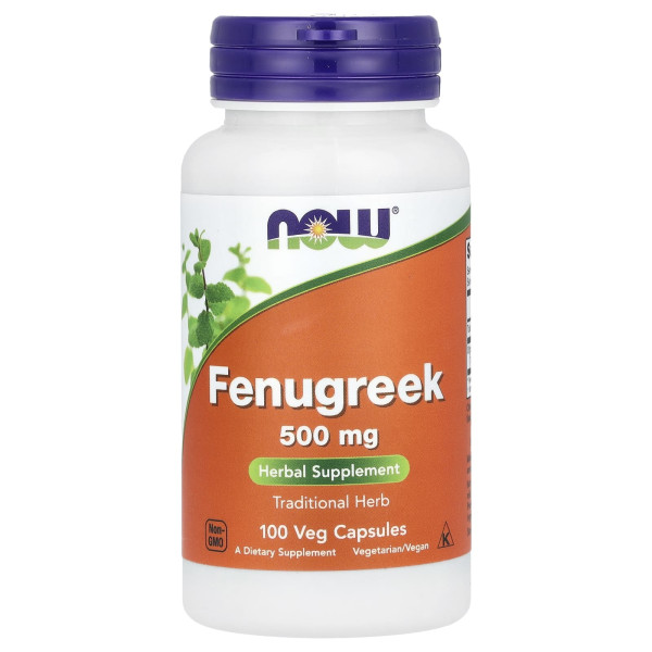 Пажитник, Fenugreek, Now Foods, 500 мг, 100 вегетаріанських капсул