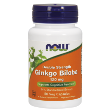 Гінкго білоба, Ginkgo Biloba, Now Foods, подвійна сила, 120 мг, 50 вегетаріанських капсул