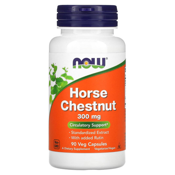 Кінський каштан та рутин, Horse Chestnut, Now Foods, 300 мг, 90 вегетаріанських капсул