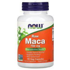 Мака (Maca), Now Foods, сира, 750 мг, 90 вегетаріанських капсул