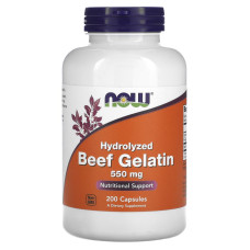 Гідролізат яловичого желатину, Beef Gelatin, Now Foods, 550 мг, 200 капсул