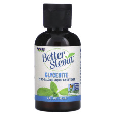 Стевія, Better Stevia, Now Foods, рідкий підсолоджувач з нульовою калорійністю, гліцерит, 59 мл