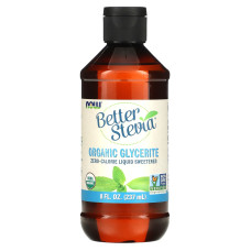 Стевія, Better Stevia, Now Foods, рідкий підсолоджувач з нульовою калорійністю, органік гліцерит, 237 мл