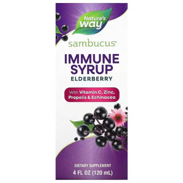 Чорна бузина, Sambucus, Immune Syrup, Elderberry, Nature's Way, 120 мл