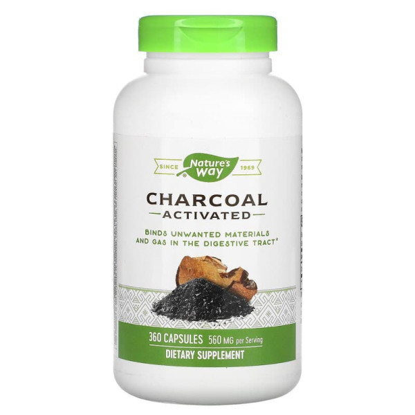 Активоване вугілля, Charcoal Activated, Nature's Way, 280 мг, 360 капсул