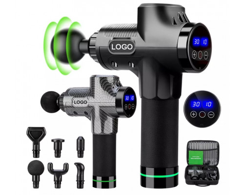 Ударний перкусійний масажер Rlaxyoo S3 Massage Gun (12 насадок) 30 режимів (Карбон)