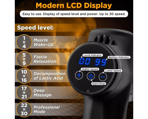 Ударний перкусійний масажер Rlaxyoo S3 Massage Gun (12 насадок) 30 режимів (Карбон)