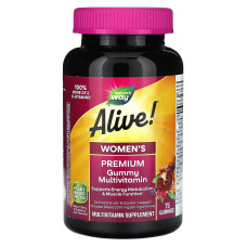 Вітаміни для жінок, Alive! Women's Premium Gummy Multivitamin, Nature's Way, виноград, вишня, чорниця та асаї, 75 желейних таблеток