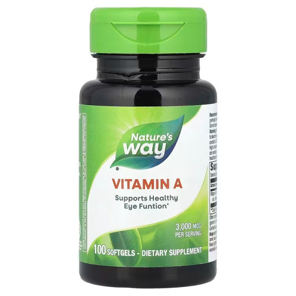 Вітамін A, Vitamin A, Nature's Way, 3000 мкг, 100 гелевих капсул