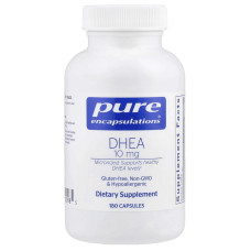 ДГЕА, DHEA, Pure Encapsulations, підтримка імунітету, спалювання жиру, гормонального балансу та емоційного благополуччя, 10 мг, 180 капсул