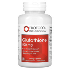 Глутатіон, Glutathione, Protocol for Life Balance, 500 мг, 60 веганських капсул