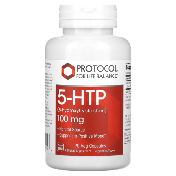 5-HTP (5-Гідрокситриптофан), 5-HTP, Protocol for Life Balance, 100 мг, 90 рослинних капсул