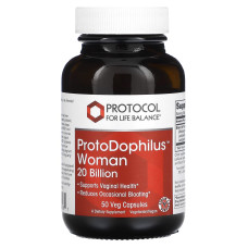 Пробіотики для жінок, ProtoDophilus Woman, Protocol for Life Balance, 20 млрд КУО, 50 веганських капсул