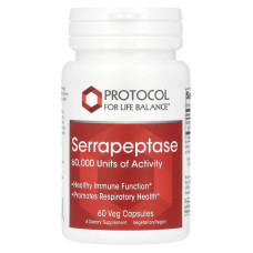 Серрапептаза, Serrapeptase, Protocol for Life Balance, 60 веганських капсул