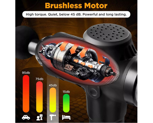 Масажер Massage Gun Max з 30 режимами, 12 насадками, запасною батареєю та кейсом (Чорний)