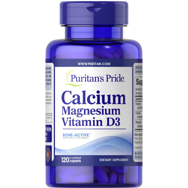 Кальцій Магній Вітамін D, Calcium Magnesium with Vitamin D, Puritan's Pride, 120 каплет