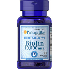 Біотин, Biotin, Puritan's Pride, 10.000 мкг, 100 гелевих капсул