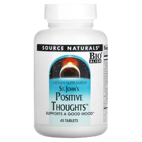 Підтримка нервової системи (звіробій), St. John's Positive Thoughts, Source Naturals, 45 таблеток