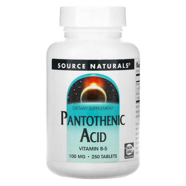Пантотенова кислота, Pantothenic Acid, Source Naturals, 100 мг, 250 таблеток