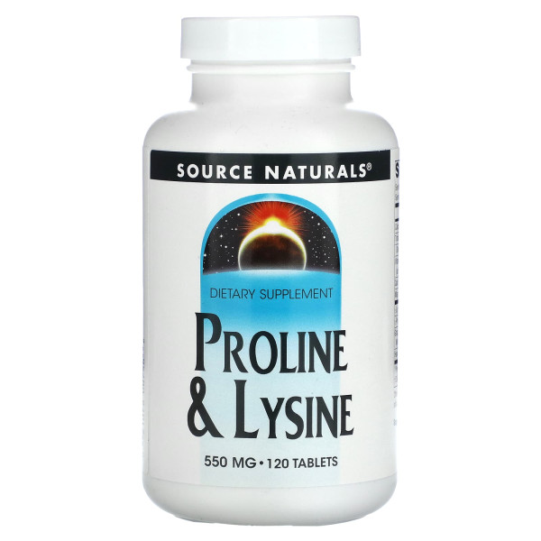 Лізин Пролін, L-Proline L-Lysine, Source Naturals, 550 мг, 120 таблеток