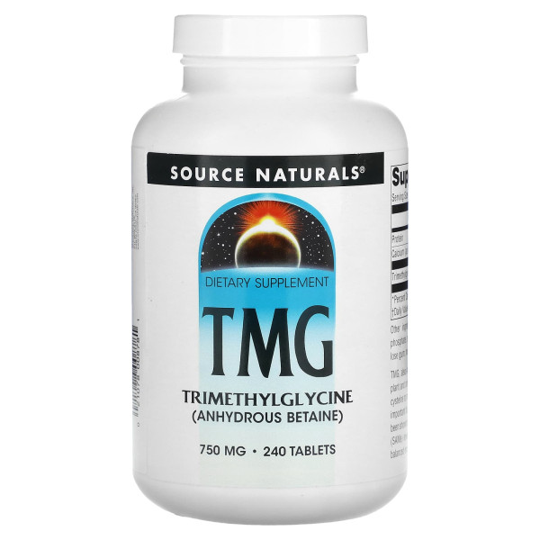 Триметилгліцин (ТМГ), TMG, Source Naturals, 750 мг, 240 таблеток