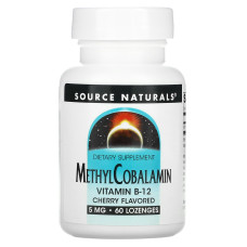 Вітамін В12 (метилкобаламін), MethylCobalamin, Source Naturals, вишня, 5 мг, 60 таб.