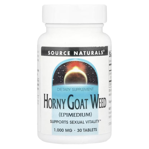 Підтримка сексуального здоров'я (горянка), Horny Goat Weed (Epimedium), Source Naturals, 1000 мг, 30 таблеток