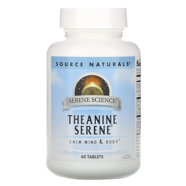 Теанін, спокій, Theanine Serene, Source Naturals, 60 таблеток