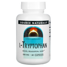 Триптофан, L-Tryptophan, Source Naturals, 500 мг, 60 капсул