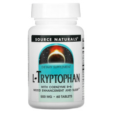 Триптофан коферментной (L-Tryptophan with Coenzyme B-6), Source Naturals, 500 мг, 60 таблеток