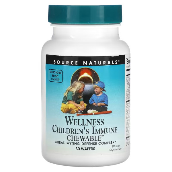 Зміцнення імунітету у дітей, Children's Immune Chewable, Source Naturals, з ягідним смаком, 30 жувальних цукерок
