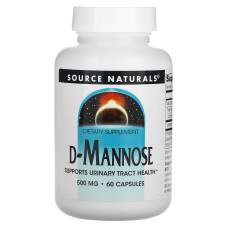 D-Манноза, D-Mannose, Source Naturals, 500 мг, 60 капсул