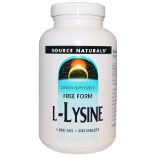 Лізин, L-Lysine, Source Naturals, 1000 мг, 200 таблеток