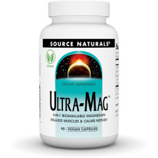Магній ультра, Ultra-Mag, Source Naturals, 5-в-1, розслаблює м'язи та заспокоює нерви, 90 веганських капсул
