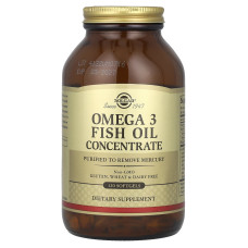 Омега-3, Omega-3 Fish Oil, Solgar, концентрат риб'ячого жиру, 120 гелевих капсул