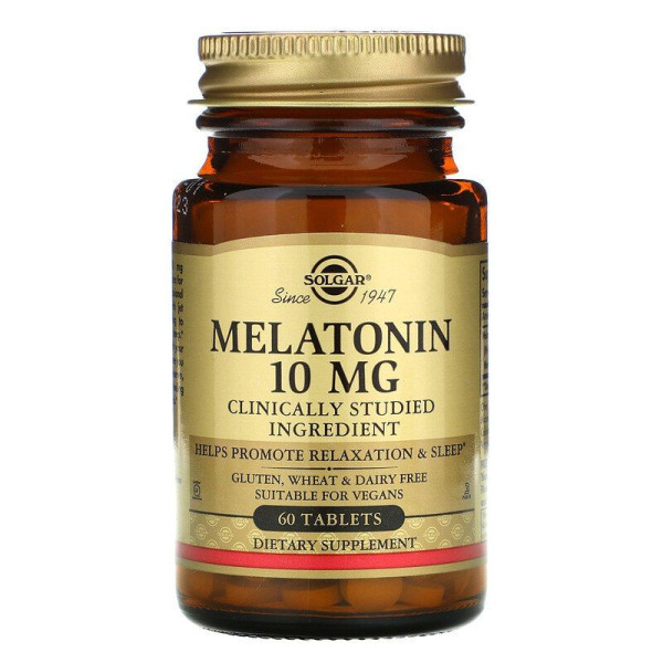 Мелатонін, Melatonin, Solgar, 10 мг, 60 таблеток
