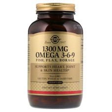 Омега 3-6-9, Omega 3-6-9, Solgar, 1300 мг, 120 гелевих капсул