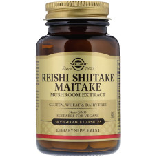 Лікувальні гриби рейші, шиїтаке і майтаке (Reishi Shiitake Maitake), Solgar, екстракт, 50 капсул