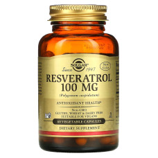 Ресвератрол (Resveratrol), Solgar, 100 мг, 60 вегетаріанських капсул