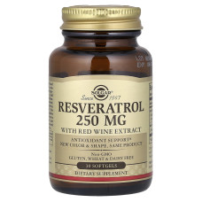 Ресвератрол (Resveratrol), Solgar, 250 мг, 30 капсул
