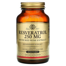 Ресвератрол (Resveratrol), Solgar, 250 мг, 60 капсул