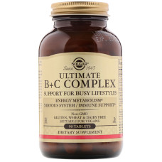 Вітаміни В + С, комплекс, Ultimate B + C, Solgar, 90 таблеток