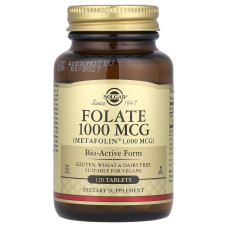 Фолат, Folate, Solgar, 1000 мкг, 120 таблеток