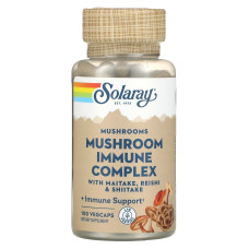 Грибний комплекс для імунітету, Mushroom Immune Complex, Solaray, з майтаке, рейші та шиїтаке, 600 мг, 100 вегетаріанських капсул