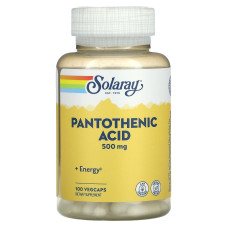 Пантотенова кислота, Pantothenic Acid, Solaray, 500 мг, 100 вегетаріанських капсул