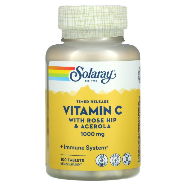 Вітамін С, двофазне вивільнення, Vitamin C, Solaray, 1000 мг, 100 таблеток
