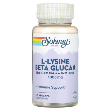 Лізин і бета-глюкан, L-Lysine & Beta Glucan, Solaray, 1000 мг, 60 капсул